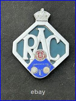 RAC Royal Automobile Club Lancashire Motor Automobile Car Badge Enamel Emblem