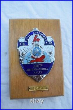 RAC Royal Automobile Club XIII International Rally Class Award badge plaque 1964