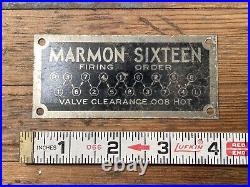 RARE! Original Marmon Sixteen Engine Firing Order Badge Plaque Tag Car Truck