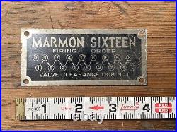 RARE! Original Marmon Sixteen Engine Firing Order Badge Plaque Tag Car Truck