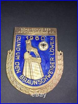 Rare 1960 BraunSchweiger auto touring club grill badge