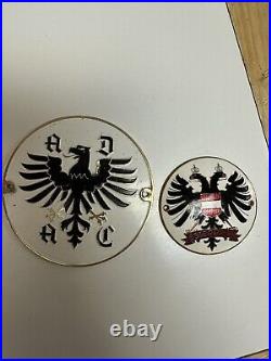 Rare Vtg. ADAC Allgemeiner Deutscher Automobil Club 1913 Car Badge 2pcs Lot