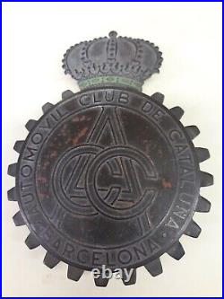 Rare vintage Spanish AUTOMOVIL CLUB DE CATALUNA BARCELONA car grille Badge Spain