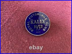 Royal Automobile Club (RAC) 1932 Rally Lapel Badge By Birmingham Medal Company