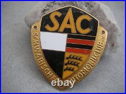 Superb vintage german SAC SWABIAN AUTOMOBILE CLUB enamel Car Badge orange bars