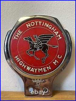 THE NOTTINGHAM HIGHWAYMEN M C BADGE Vintage Classic Motor Club Car RARE ITEM