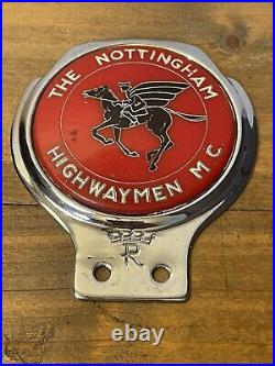 THE NOTTINGHAM HIGHWAYMEN M C BADGE Vintage Classic Motor Club Car RARE ITEM