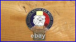 The Bulldog Motor And Motorcycle Club Enamel Car Grill Bumper Badge 1940's