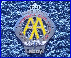 VINTAGE 1950s AA/ROYAL AUTOMOBILE CLUB OF HONG KONG CAR BADGERAC ASSOCIATE RARE