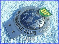 VINTAGE 1960s BP AUTOMOBILE CLUB CAR BADGE -BRITISH PETROLEUM / MOTOR OIL EMBLEM