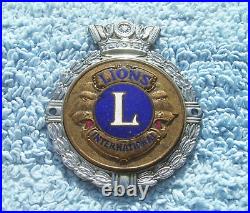 VINTAGE 1960s LIONS CLUB INTERNATIONAL CAR RADIATOR BADGE AUTO EMBLEM JR GAUNT