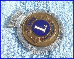 VINTAGE 1960s LIONS CLUB INTERNATIONAL CAR RADIATOR BADGE AUTO EMBLEM JR GAUNT