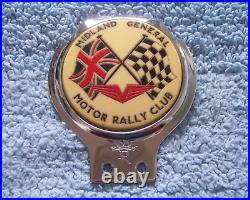 VINTAGE 1960s MIDLAND GENERAL MOTOR RALLY CLUB CAR BADGECROSSED GB/RACING FLAGS