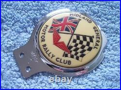 VINTAGE 1960s MIDLAND GENERAL MOTOR RALLY CLUB CAR BADGECROSSED GB/RACING FLAGS