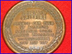 VINTAGE TRIUMPH SPITFIRE SPORTS CAR CLUB of AMERICA 1969 1970 EMBLEM SCCA BADGE