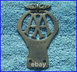 Vintage 1911 Automobile Association Car Badgepre Ww1/war Solid Nickel Aa Emblem