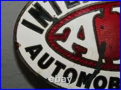 Vintage 1930s International Automobile Ass'n Porcelain AIA Club Automobile Badge