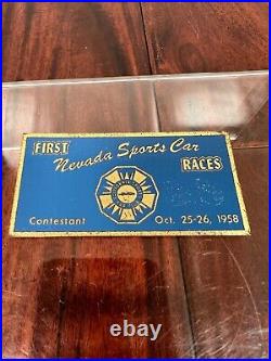 Vintage 1958 California Sports Car Club Races Nevada Dash Emblem Badge Plate