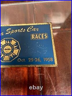 Vintage 1958 California Sports Car Club Races Nevada Dash Emblem Badge Plate