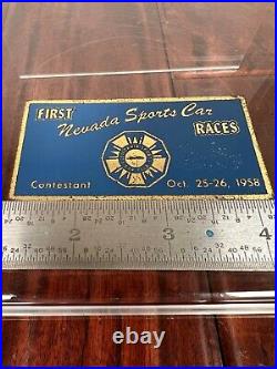 Vintage 1958 California Sports Car Club Races Nevada Dash Emblem Badge Plate