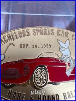 Vintage 1959 Bachelors Sports Car Club Rally Race Dash Emblem Badge Plate Plaque