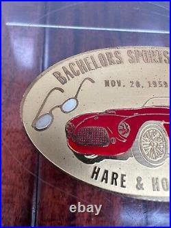 Vintage 1959 Bachelors Sports Car Club Rally Race Dash Emblem Badge Plate Plaque