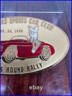 Vintage 1959 Bachelors Sports Car Club Rally Race Dash Emblem Badge Plate Plaque