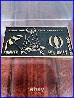 Vintage 1960 Bachelors Sports Car Club Rally Race Dash Emblem Badge Plate Plaque