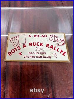 Vintage 1960 Bachelors Sports Car Club Rally Race Dash Emblem Badge Plate Plaque