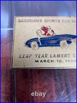 Vintage 1960 Bachelors Sports Car Club Rally Race Dash Emblem Badge Plate Plaque