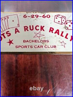 Vintage 1960 Bachelors Sports Car Club Rally Race Dash Emblem Badge Plate Plaque