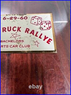 Vintage 1960 Bachelors Sports Car Club Rally Race Dash Emblem Badge Plate Plaque