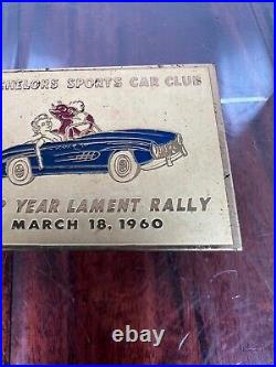 Vintage 1960 Bachelors Sports Car Club Rally Race Dash Emblem Badge Plate Plaque