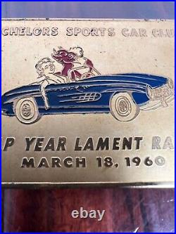 Vintage 1960 Bachelors Sports Car Club Rally Race Dash Emblem Badge Plate Plaque