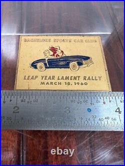 Vintage 1960 Bachelors Sports Car Club Rally Race Dash Emblem Badge Plate Plaque