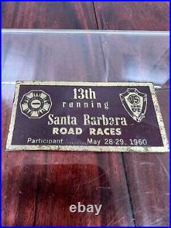 Vintage 1960 California Sports Car Club Road Races Dash Emblem Badge Plate