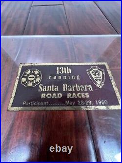 Vintage 1960 California Sports Car Club Road Races Dash Emblem Badge Plate