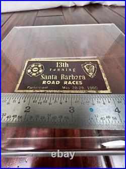 Vintage 1960 California Sports Car Club Road Races Dash Emblem Badge Plate