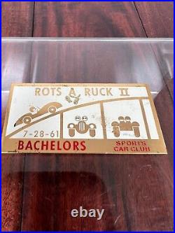 Vintage 1961 Bachelors Sports Car Club Rally Race Dash Emblem Badge Plate Plaque