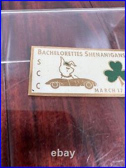 Vintage 1961 Bachelors Sports Car Club Rally Race Dash Emblem Badge Plate Plaque