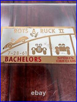 Vintage 1961 Bachelors Sports Car Club Rally Race Dash Emblem Badge Plate Plaque