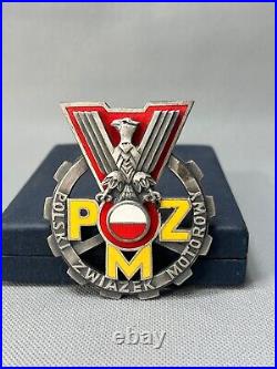 Vintage 1970's Poland Polish PZM Automobile touring Club Car Badge Enamel Box