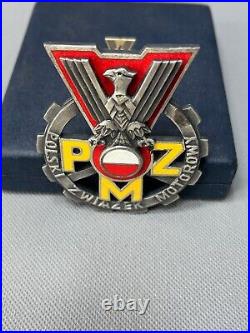 Vintage 1970's Poland Polish PZM Automobile touring Club Car Badge Enamel Box