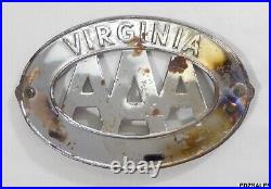 Vintage AAA Virginia Auto Bumper Trunk Badge Motor Club Services Emblem