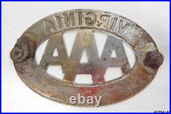 Vintage AAA Virginia Auto Bumper Trunk Badge Motor Club Services Emblem