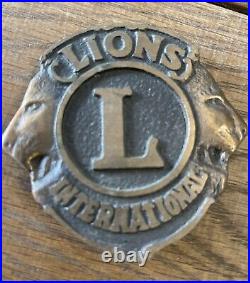 Vintage Bronze LIONS CLUB INTERNATIONAL Radiator Car Badge