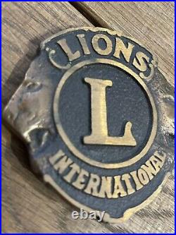 Vintage Bronze LIONS CLUB INTERNATIONAL Radiator Car Badge