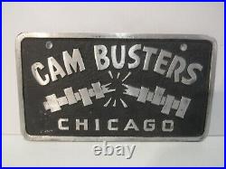 Vintage CAM BUSTERS Car Club Chicago Name Emblem Plaque Badge Metal