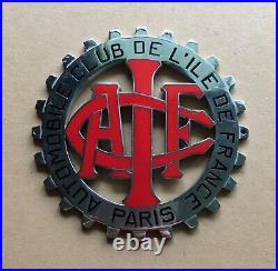 Vintage Car Badge Automobile Club De L'ile De Paris, France