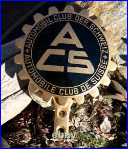 Vintage Enamel Automobile Car Club Badge # Automobile Club Suisse Switzerland